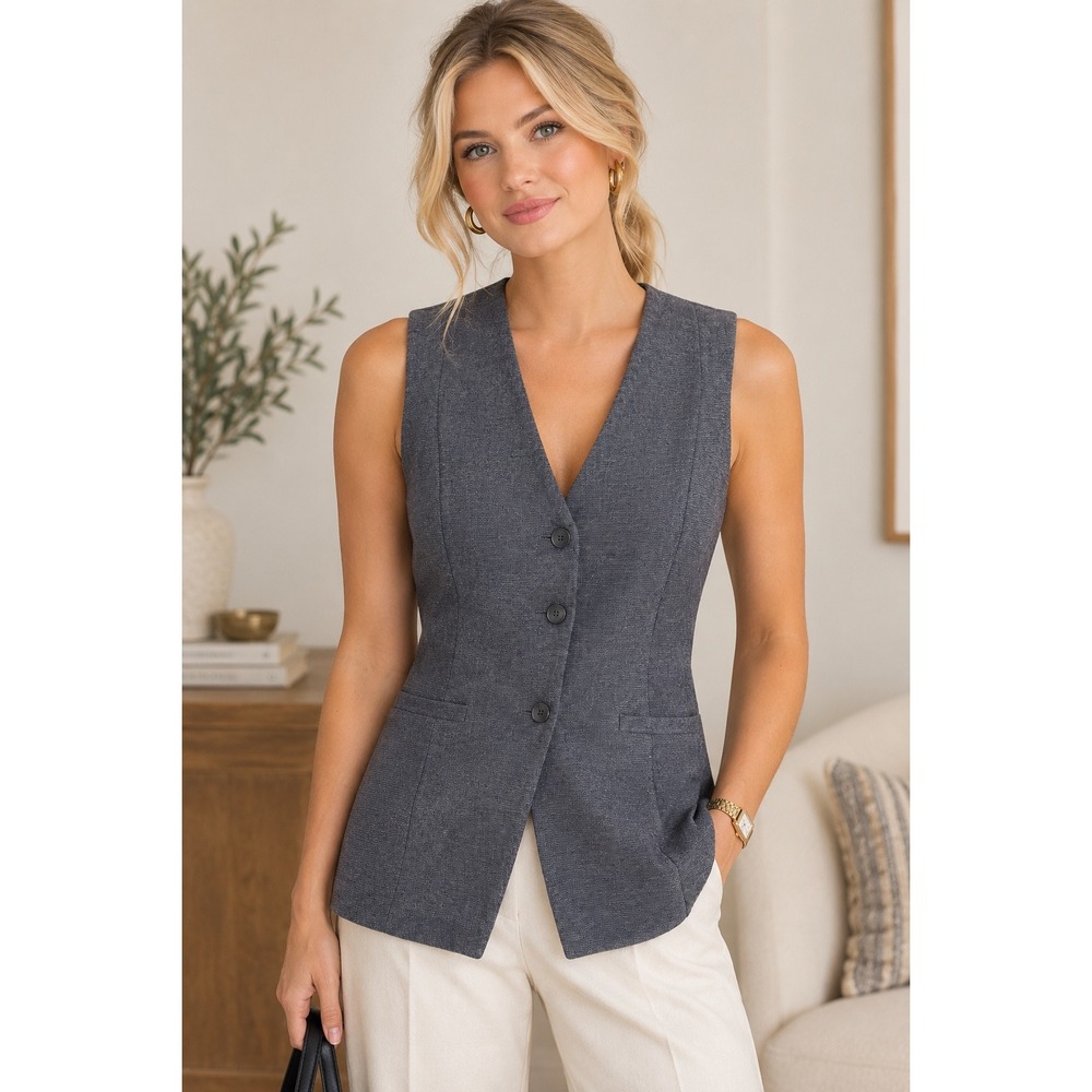 COS Gray Longline Knitted Wool Vest Top Size EU M